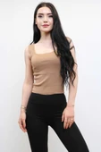 Moda Çizgi Triko Atlet Vizon thumbnail 2