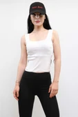 Moda Çizgi Triko Atlet Beyaz thumbnail 2