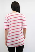 Çizgili Penye Tshirt Pembe thumbnail 2
