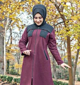 Omuzu Parçalı Vişne Tesettür Kap thumbnail 3