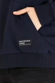 Kadın Lacivert Kapüşonlu Basic Örme Sweatshirt thumbnail 5