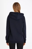 Kadın Lacivert Kapüşonlu Basic Örme Sweatshirt thumbnail 6