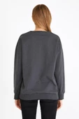 Kadın Antrasit Renk Basic Bisiklet Yaka Sweatshirt thumbnail 6