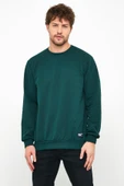 Erkek Koyu Yeşil Basic Bisiklet Yaka Sweatshirt thumbnail 3