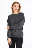 Kadın Antrasit Renk Basic Bisiklet Yaka Sweatshirt thumbnail 3