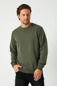 Erkek Haki Basic Bisiklet Yaka Sweatshirt thumbnail 2