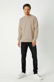 Erkek Bej Basic Bisiklet Yaka Sweatshirt thumbnail 4