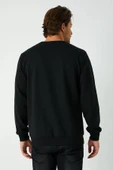Erkek Siyah Basic Bisiklet Yaka Sweatshirt thumbnail 4