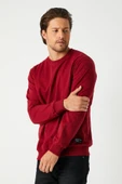 Erkek Bordo Basic Bisiklet Yaka Sweatshirt thumbnail 3