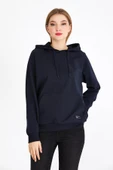 Kadın Lacivert Kapüşonlu Basic Örme Sweatshirt thumbnail 1