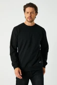 Erkek Siyah Basic Bisiklet Yaka Sweatshirt thumbnail 1