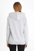 Kadın Gri Kapüşonlu Basic Örme Sweatshirt thumbnail 6