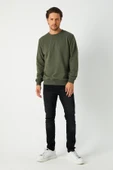 Erkek Haki Basic Bisiklet Yaka Sweatshirt thumbnail 4