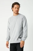 Erkek Gri Basic Bisiklet Yaka Sweatshirt thumbnail 3