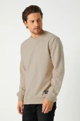 Erkek Bej Basic Bisiklet Yaka Sweatshirt thumbnail 2
