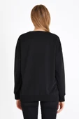 Kadın Siyah Renk Basic Bisiklet Yaka Sweatshirt thumbnail 6