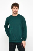 Erkek Koyu Yeşil Basic Bisiklet Yaka Sweatshirt thumbnail 4