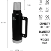 Stanley Legendary Classic Termos 1,4L Matte Black Matara thumbnail 2
