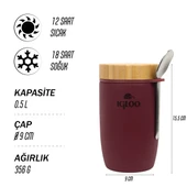 Igloo Bamboo Yemek Termosu 500ml-BORDO thumbnail 3