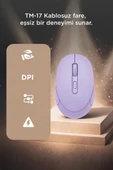 Mouse Çift Modlu Sessiz Kablosuz Fare TM17 Mor thumbnail 3