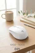 Mouse Çift Modlu Sessiz Kablosuz Fare TM17 Beyaz thumbnail 2