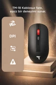 Mouse Çift Modlu Sessiz Kablosuz Fare TM18 Siyah thumbnail 3