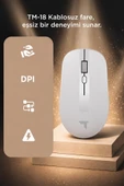 Mouse Çift Modlu Sessiz Kablosuz Fare TM18 Beyaz thumbnail 3