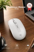 Mouse Çift Modlu Sessiz Kablosuz Fare TM18 Beyaz thumbnail 1