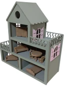 Boyalı Oyuncak Ahşap Barbie Evi thumbnail 1