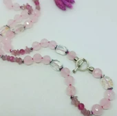 1900 Pembe Kuvars el yapımı kolye thumbnail 6
