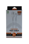 Megatech CHC65 3.0A 1mt Lightning Beyaz Şarj Kablosu thumbnail 1