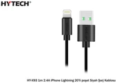 Hytech HY-X93 1m 2.A iPhone Lightning Şarj Kablosu Siyah thumbnail 1
