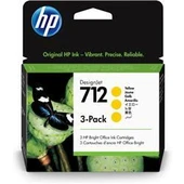 HP 712 Yellow Sarı 29ML 3Lü Paket Plotter Kartuşu 3ED79A thumbnail 2