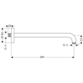 Hansgrohe Duş Dirseği 389 mm Krom thumbnail 2