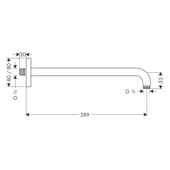 Hansgrohe Duş Dirseği 389 mm Krom thumbnail 3