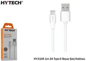 Hytech HY-X105 1m 2A Type-C Beyaz Şarj Kablosu thumbnail 2