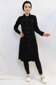 Moda Çizgi Tunik Gömlek Siyah thumbnail 1