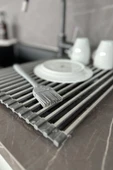 Primanova Lavabo Üstü Katlanabilen Mutfak Rafı - Gri thumbnail 5