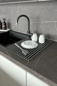 Primanova Lavabo Üstü Katlanabilen Mutfak Rafı - Gri thumbnail 2