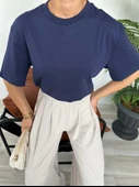 Kadın Basic Tshirt Lacivert thumbnail 4