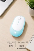 Mouse Çift Modlu Sessiz Kablosuz Fare TM16 Mavi thumbnail 2