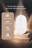 Mouse Çift Modlu Sessiz Kablosuz Fare TM16 Beyaz thumbnail 3