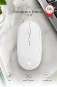 Mouse Çift Modlu Sessiz Kablosuz Fare TM16 Beyaz thumbnail 1