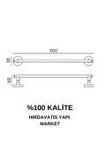 ÇELİK BANYO Paslanmaz Pirinç Flora Uzun Havluluk 50cm thumbnail 2