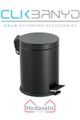ÇELİK BANYO Paslanmaz Çelik Pedallı Çöp Kovası 5lt Siyah thumbnail 1