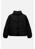Pull&Bear Kadın Yüksek Yaka Kapitone Şişme Mont thumbnail 3