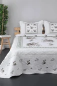 Çift Kişilik Microfiber Kapitone Yatak Örtüsü Flower Lila thumbnail 1