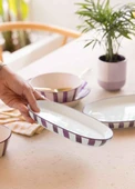 The Mia Joy Oval Servis 2li Set Mor 17x30x4 cm thumbnail 2