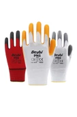 Beybi Pn5 Polyester Örme Nitril Eldiven Beyaz-sarı No:9 (l) 12 Çift thumbnail 1