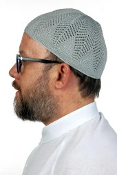 Berra Çelik Örme Dantel Namaz Takkesi Gri 1 Adet thumbnail 3